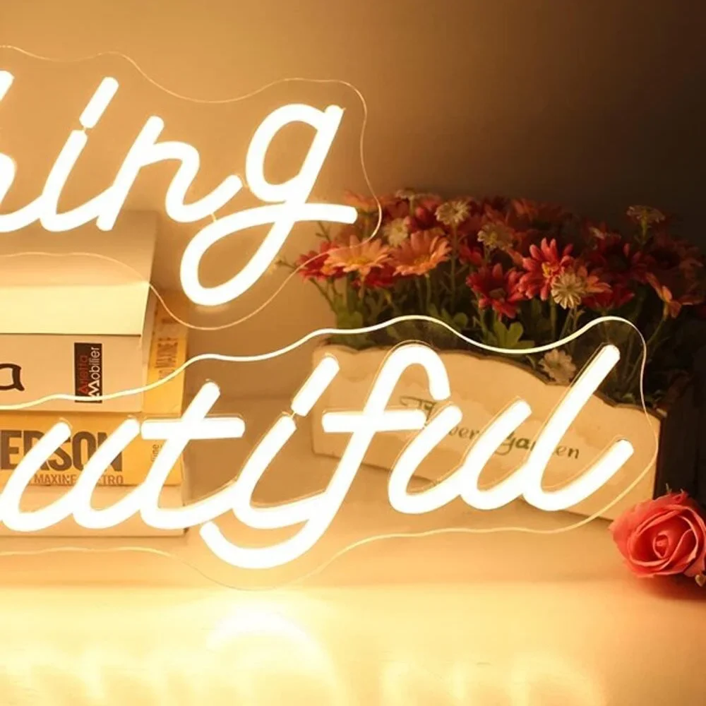 NEW Something Beautiful Neon Sign for Wall Decor 43.90''x 6.79in - Picture 2 of 7